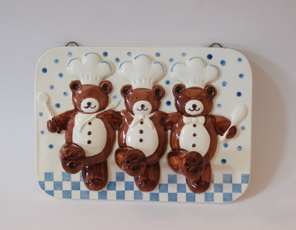 Perchero de pared con diseño de osos cocineros