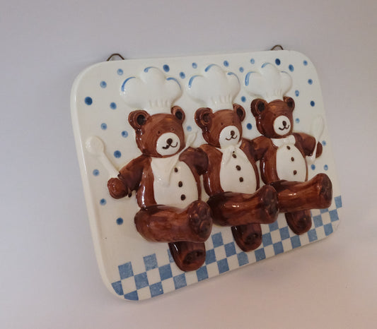 Perchero de pared con diseño de osos cocineros